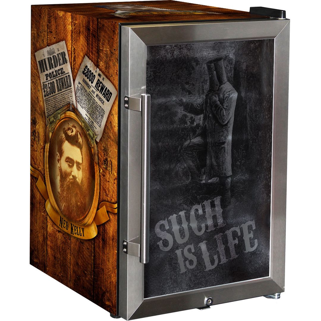 Ned Kelly Designed Glass Door Bar Fridge 70 Litre