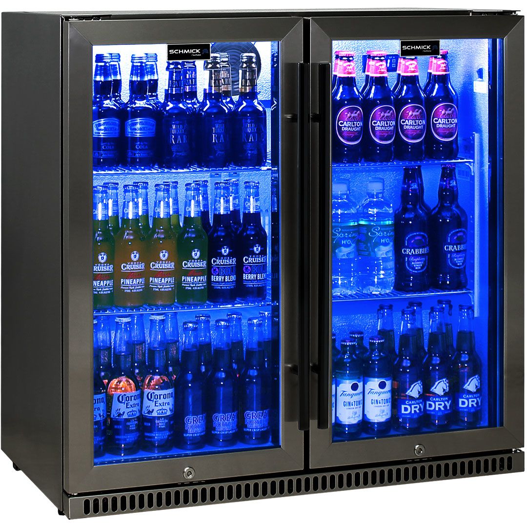 Schmick Black Stainless Steel Bar Fridge Tropical Rated